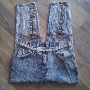 Vintage 90s Leather Lace Up Straight Leg acid jean
